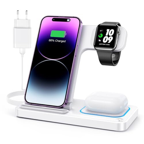 DUMTERR 3 in 1 Apple Ladestation für Apple Watch und iPhone iPod, iPhone Ladestation für iPhone 17 16 15 14 13 Pro Max, ...