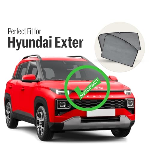 Image of Autofact Car Sunshades for Hyundai Exter, UV Protection, Useful Car Accessories, Custom fit Sun Shades for Side Windows, Set of 4
