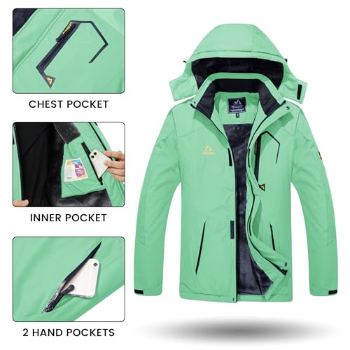 Image of TACVASEN Men's Winter Skiing Jackets Water Resistant Fleece Coats Insulated Thermal Snowboard Jacket Parka Raincoat with Hood