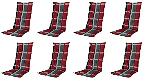 Madison 8 x 8 cm Luxus Hochlehner B 253', grau rot kariert, 120 x 50 x 8 cm