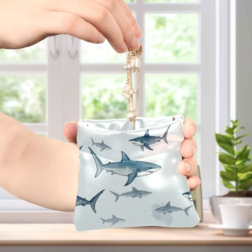 Watercolor Sharks Coin Purse Leather Pouch Change Purse, Squeeze Coin Pouch for Cards, Keys & Lipsticks, Unisex4