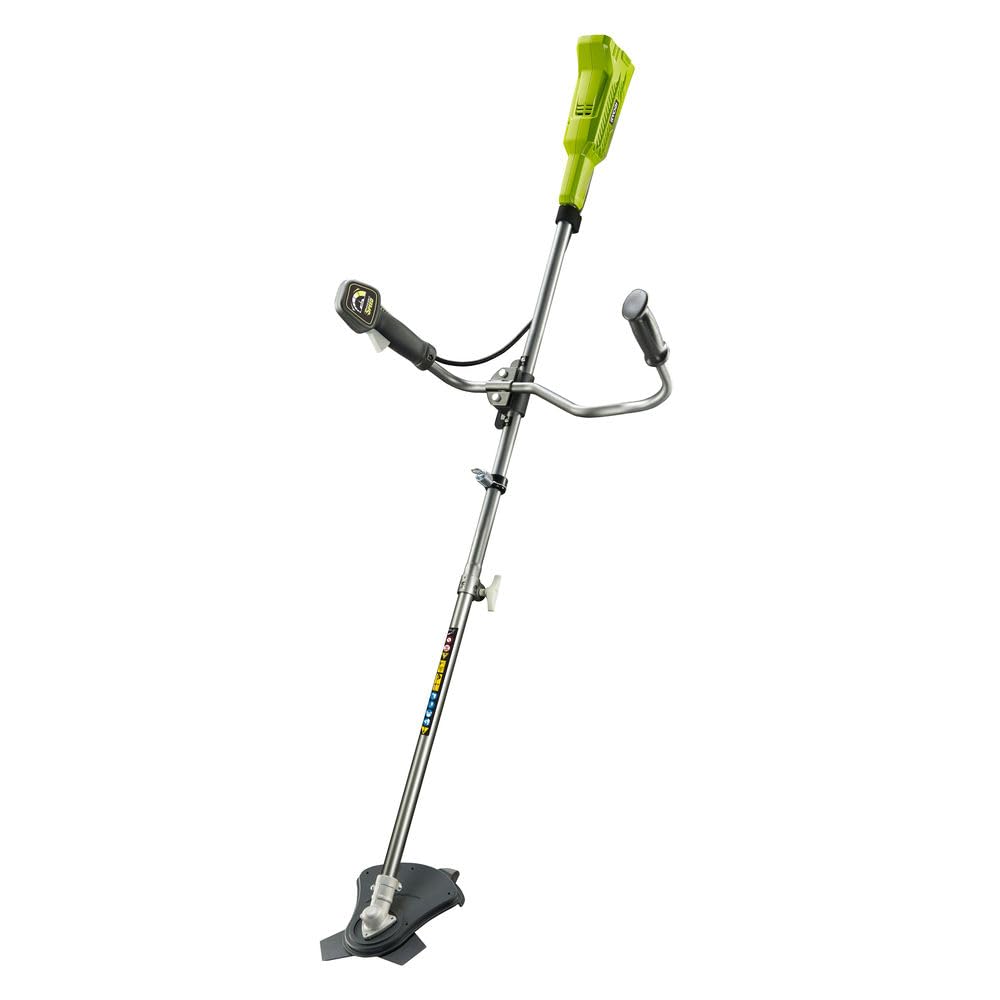 RYOBI - Débroussailleuse sans Fil 18V One+ OBC1820B – Lame Métal + Tête Fil, Coupe 30cm, Poignée Bike, Moteur Puissant pour Herbes Denses et Broussailles – Batterie Non Incluse