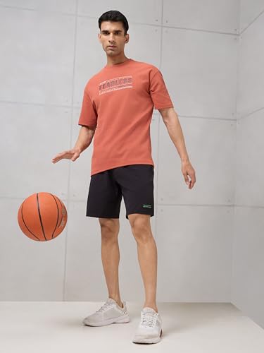 Image of TECHNOSPORT Men's Typography Printed T-Shirt ELASTOPLUS Quick Dry Slim Fit Round Neck Sports Tee for Gym Running Casual Wear UPF50+ Anti Odour