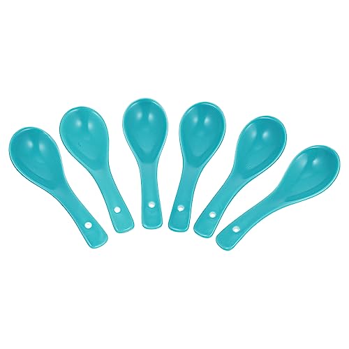 BRIGHTFUFU 6pcs Ceramic Spoon Drink Garnish Noodle Rice Spoons Of Noodles Ramen Stirring Spoons Coffee Spoon Melamine Spoon Coffee Stir Spoons Tea Spoon Dessert Spoon Pho Spoon Green Ceramics
