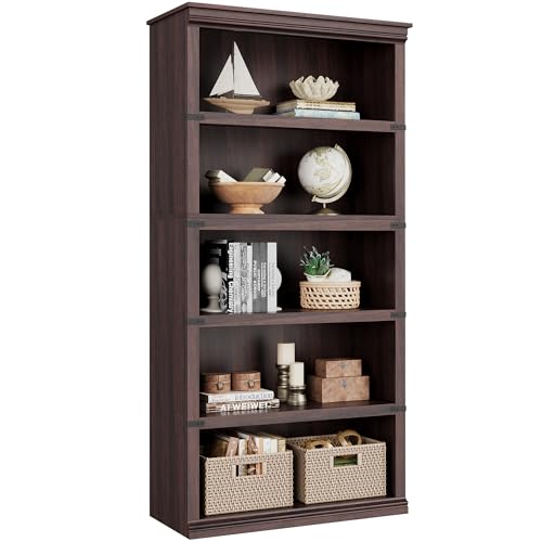Zstar Estante De Hierro Estilo Vintage De MDF - Estantes De Almacenamiento, Diseño Robusto, Acabado Retro, Multifuncional, Diseño Antivuelco, para Dormitorios, Salones y Oficinas, Color Cereza Oscuro