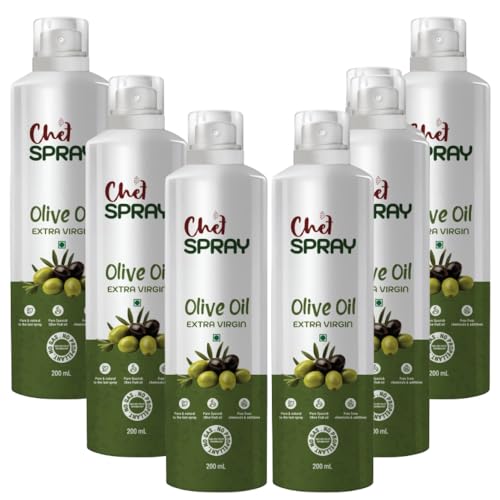 Image of ChefSPRAY Extra Virgin Olive Oil Spray - Pack of 6 | Natural, Propellant-Free Cooking Spray | Perfect for Healthy Cooking, Baking, Grilling, Salads | 200 mL Each