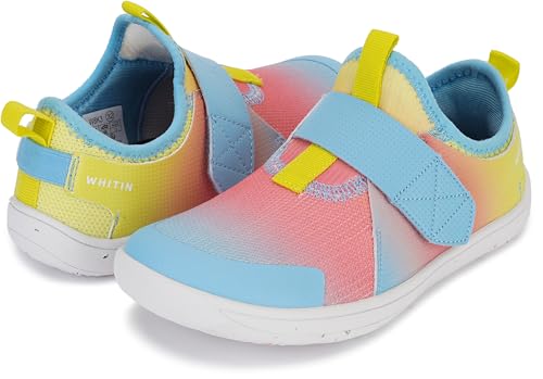 WHITIN Kids Wide Barefoot Shoes for Boys/Girls Slip-On Sneakers Minimalist Wide Toe Box Zero Drop Size 11 Little Running Walking Athletic Sports Flat Casual Trainers Multi 29