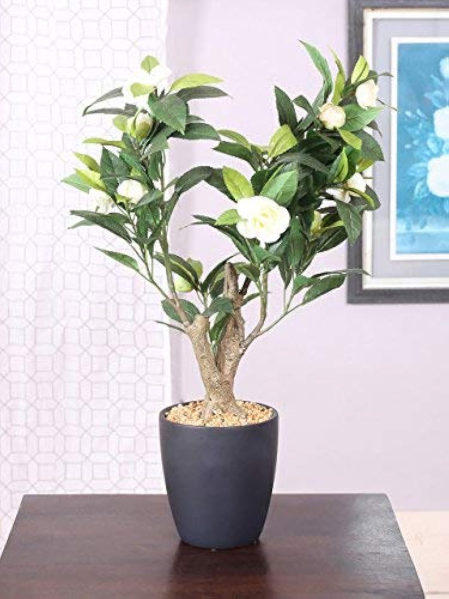 Premium Range Artificial Camelia Plant with Ceramic Vase