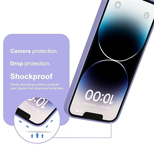 Image of amazon basics Liquid Silicone Case for iPhone 14 | Shockproof, with Drop and Camera Protection | Soft Microfiber Lining Inside| Silicone Cover for iPhone 14 - Lilac