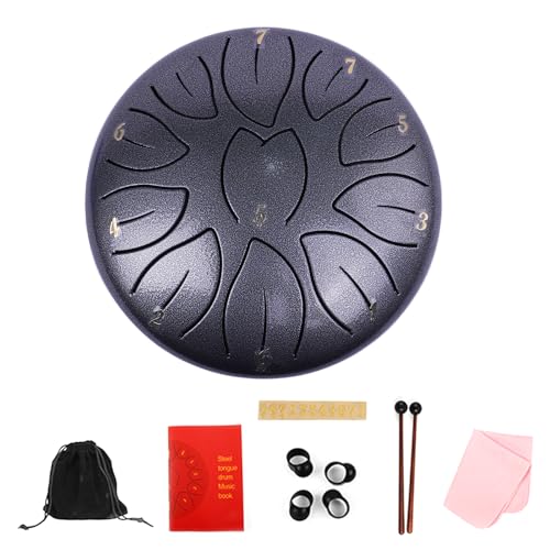 ポータブル小型ドラムポータブルハンドパン打楽器 11 トーン小型鋼舌音楽玩具空気感のあるドラム打楽器瞑想用ドラムスティック付き