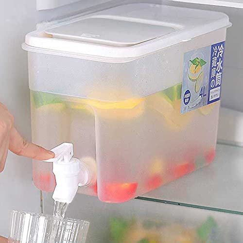 Dispensador de agua delgado para nevera de 4 litros con grifo, recipiente de agua con grifo, tarro...