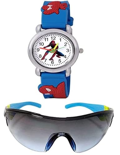 sba prime Boys and Girls Goggle Sunglasses and Blue Watch (3-6 Yrs), Small