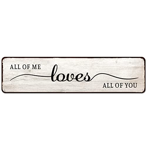 CIVOTIL All of Me Loves All of You Sign 4"x16", All of Me Loves All of You Wall Decor for Bedroom for Aesthetic and Minimalist Wall Art