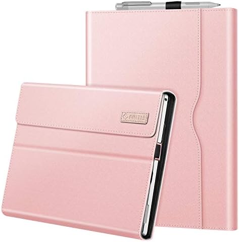 Fintie Case for 12.3 Inch Microsoft Surface Pro 7 Plus, Surface Pro 7, Surface Pro 6, Pro 5, Pro 4, Pro 3 - Portfolio Business Cover with Pocket, Compatible with Type Cover Keyboard, Rose Gold