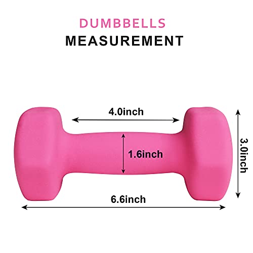 Balelinko Hand Weight Neoprene Coated Dumbbell, Exercise & Fitness Dumbbell for Home Gym Equipment Workouts Strength Training Free Weights for Women, Men, Seniors, Teens, and Youth, 5 LB Pink, Pair