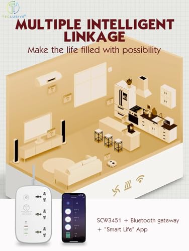 Image of T Teclusive Smart Power Strip WiFi Extension Board with Type C USB Ports | 2500w 3 Power Sockets with 30w USB C PD QC Fast Charging | 100V-250V Surge | App Control with Timer | Alexa Supported