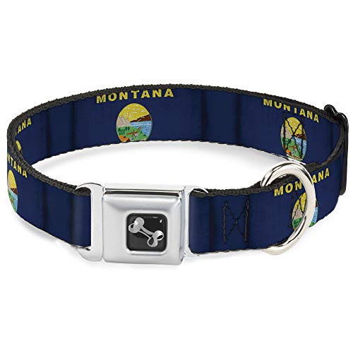 Collier chien Buckle Down Montana Drapeaux en forme d'os modèle large