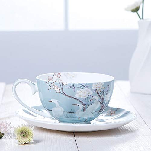 Kaffeetasse Tee-Set, Bone China Kaffeetassen, 250ml Tasse und Untertassen Sets Blaues Kaffee-Set, Home Kitchen Geschirr Kaffee Trinkgeschirr Bone China Tee-Sets