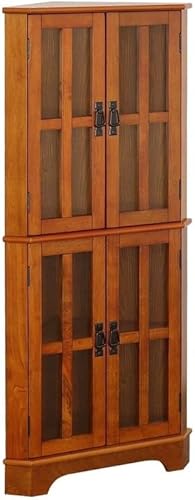 Coaster Furniture Craftsman Mission 4 Shelf Curio Cabinet China Display Stand Framed Glass Doors Golden Brown 950185