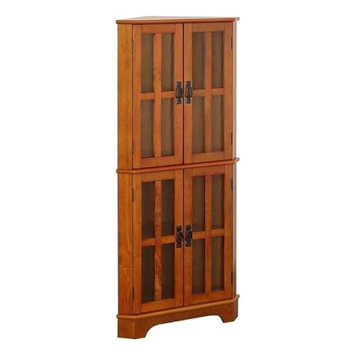 Coaster Furniture Craftsman Mission 4 Shelf Curio Cabinet China Display Stand Framed Glass Doors Golden Brown 950185 #TOP13