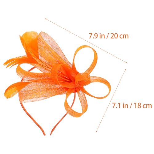 minkissy Orange Hair Fascinator Headband Flower Headpiece for Weddings Tea Parties and Carnival Lightweight Mesh Design 7.9X7.1X1.2 Inches - Image 2