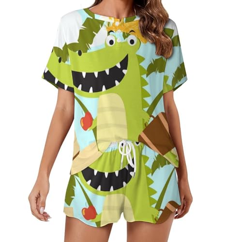 Pyjama pour femme Crocodile vêtement de nuit léger ensemble été