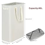 Slim Laundry Basket, Narrow Laundry Hamper with Handles, Collapsible Dirty Clothes Hamper, Tall Laundry Bin for Laundry Room, Dorm and Bedroom, 12.7 Gallons(48L) Beige - Image 4