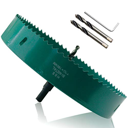 Qjaiune 190mm/7.48" Hole Saw BI-Metal Heavy Duty Hole Cutter for Wood Cornhole Boards Plastic Drywall Fiberboard