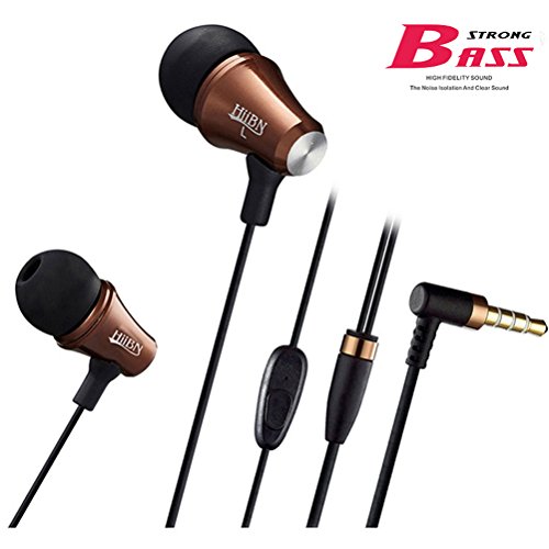 Earbuds with Microphone,Noise Cancelling in ear Headphones Stereo Sound Strong Bass(coffee)