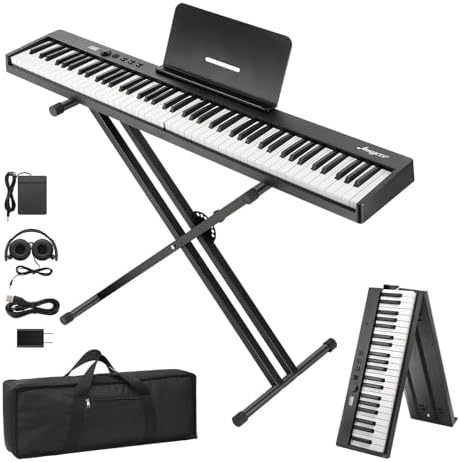 88-Key Folding Portable Keyboard with Accessories, Compact and Lightweight Electric Piano for Travel Practice, Home Use and Music Learners 88-Key Folding Portable Keyboard with Accessories, Compact and Lightweight Electric Piano for Travel Practice, Home Use and Music Learners
