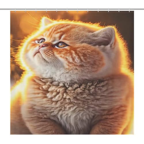 Rideau de douche chat en polyester lavable contre les éclaboussures