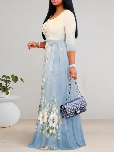 Image of Women's 3 /4 Sleeve Maxi Dress with Pockets