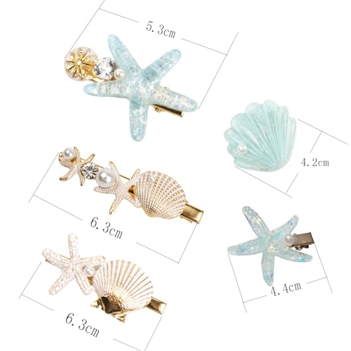 Set de clips de pelo Shell Pearl Starfish para mujeres y niñas miniatura 6