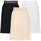 Newcotte 3 Pcs Women Half Slips for Under Dresses Knee Length Half Slips Underskirt with Lace Waistband for Women (Large)