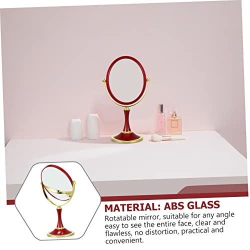 Espejo de maquillaje doble cara giratorio para mesa miniatura 5