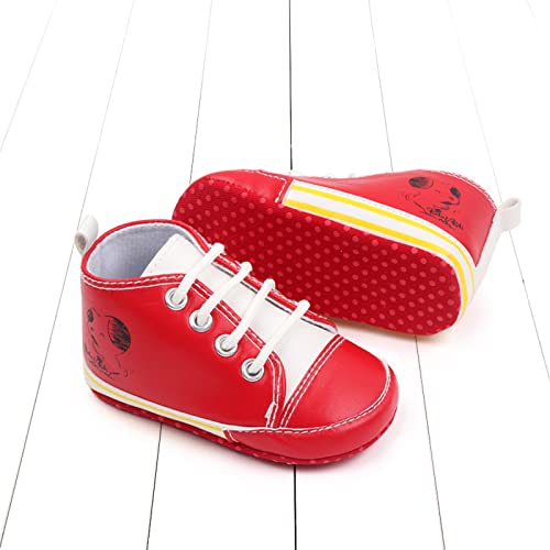 Baby Boys Girls Star High Top Sneaker Soft Anti-Slip Sole Newborn Lace Up First 𝐖alkers Canvas Denim Shoes4
