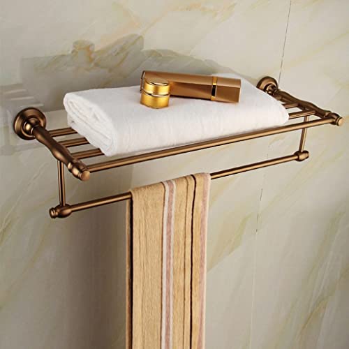 Étagère de salle de bain en cuivre rétro avec porte-serviettes mural