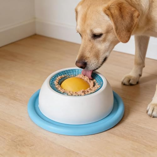 Hundelickspielzeug, 2Pcs Lick Bowl Für Hunde,Langsame Feeder Dog Bowls, Schleckball Hund, Schleckball Hund Leckt Futternapf mit Integrierter Drehkugel Für Gelangweilte Welpen Katzen Futterausgabe