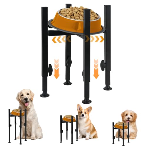 Supporto Regolabile per Ciotole Cani 3 Altezze (27-31-35 cm) - Portaciotole in Acciaio per Ciotole da 15-25 cm - Ciotola rialzata per Cani Piccoli, Medi e Grandi (Solo Supporto)