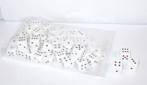 Preisvergleich Produktbild 50 Würfel aus Ahornholz (16 mm)-weiß