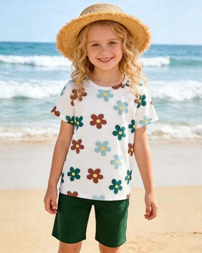 Image of OLMRJKD Kid Toddler Girl Clothes Summer Short Sleeve Figure Graphic Tee Shirt + Shorts Summer Outfits Set