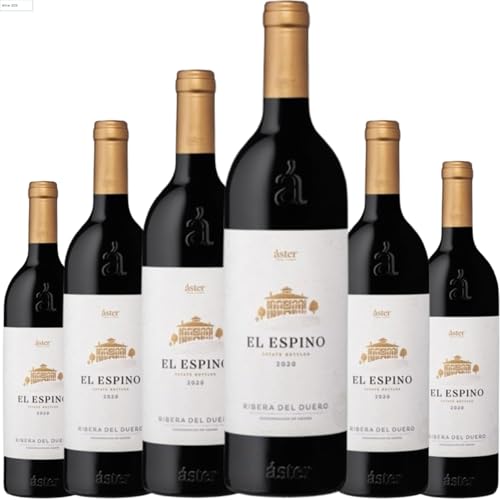 Áster El Espino Vino Tinto Crianza | Tinta del País con 14.5º Vol | Vino Español con Elegancia y Carácter | Servir entre 14ºC y 16ºC| 6 botellas