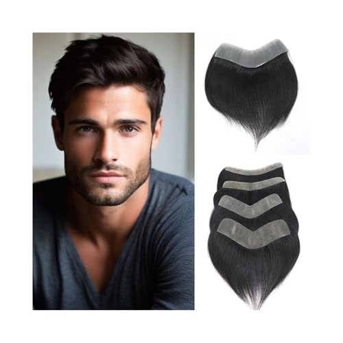 Parrucca da uomo, capelli corti da uomo, con capelli corti e invisibili, a forma di V, 0,06 mm, parrucca da uomo (16 x 1. 5 cm