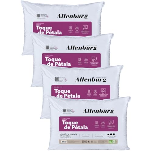 Kit 4 Travesseiros Altenburg Toque de Pétalas Confortável e Macio | Duravel, Respiravel, Suave ao Toque, Suave para a Pele