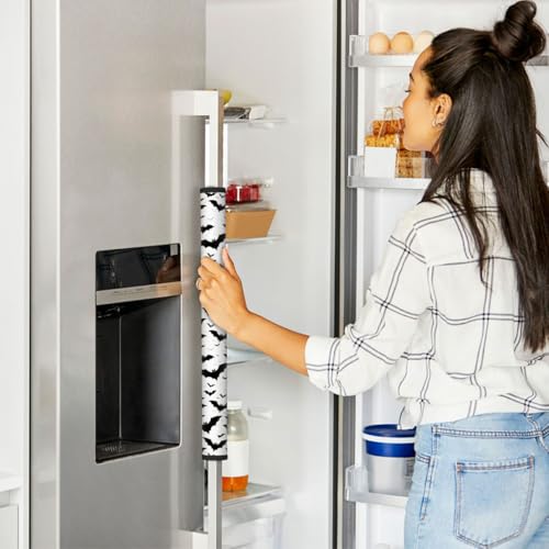 Image of Halloween Refrigerator Door Handle Covers Set of 2, Bats Neoprene Fridge Door Handle Covers Washable Non-Slip Protector for Fridge Dishwasher Appliance Handle Covers, Keep Your Kitchen Clean