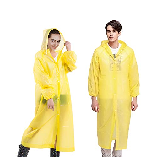WANPOOL Couvercle Poncho Jetable Universel Imperméable à Capuche pour Adulte - 2 Pièces (Jaune)
