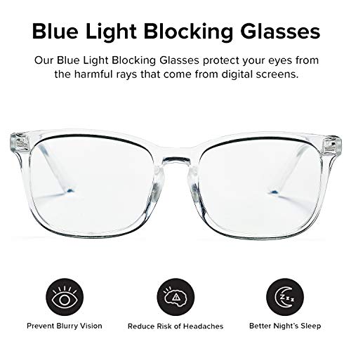 DeBuff Blue Light Blocking Glasses Women Men Clear Lens Square Frame Computer Eyeglasses (Clear) - Image 3