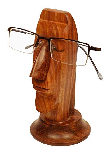 Image of Craftland Rosewood Nose Shaped Wooden Spectacle Holder Stand (2.3 x 2.3 x 6 Inches, Brown)