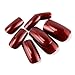 Specular Reflection Vampire Wine Red False Nails 24 Pcs Square Long Solid Nail Tips with Glue Sticker New Nail Art Decor