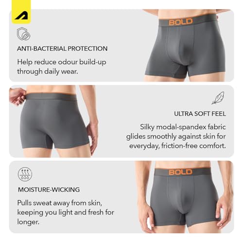 Image of Boldfit Trunk Underwear for Men, Modal Stretch Innerwear, Ultra-Soft Lightweight Boxer Briefs, No-Ride-Up Fit, Open Fly, Moisture-Wicking, Anti-Bacterial, Plush No-Mark Waistband